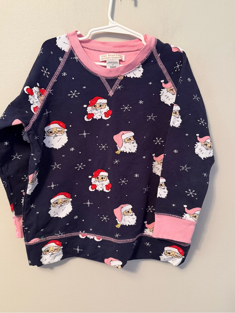 The Beaufort Bonnet Company Navy Santa Print Crewneck